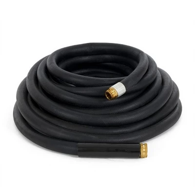 Apache 98108809 100 Foot Industrial Rubber Garden Water Hose With Heavy Duty MGHT X FGHT Brass Fittings And 1 Bend Restrictor, Black 2 Apache 98108809 100 Foot Industrial Rubber Garden Water Hose With Heavy Duty MGHT X FGHT Brass Fittings And 1 Bend Restrictor, Black - Image 2