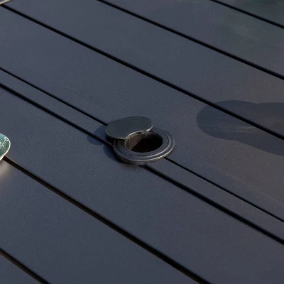 7pc Patio Dining Set With Rectangle Table With 2.6" Umbrella Hole & Sling Arm Chairs - Captiva Designs 6 7pc Patio Dining Set With Rectangle Table With 2.6" Umbrella Hole & Sling Arm Chairs - Captiva Designs - Image 6