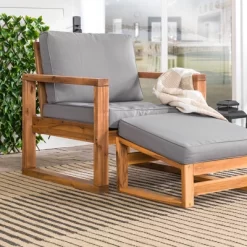 Galia 2pc Square Leg Acacia Wood Chair And Ottoman With Cushions - Brown - Saracina Home 24 Galia 2pc Square Leg Acacia Wood Chair And Ottoman With Cushions - Brown - Saracina Home -Quality Garden Outdoor Store GUEST 81184e31 2694 433a a546 112c66f6d67b