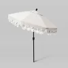 7.5' Sunbrella Scallop Base Fringe Market Patio Umbrella With Push Button Tilt - Bronze Pole - California Umbrella