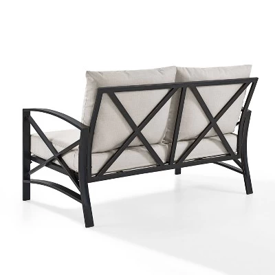 Kaplan Outdoor Metal Loveseat - Oatmeal/Bronze - Crosley 3 Kaplan Outdoor Metal Loveseat - Oatmeal/Bronze - Crosley - Image 3