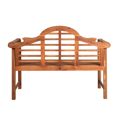 Lutyens 3-Seat Arched Acacia Wood Outdoor Garden Patio Bench - JONATHAN Y 4 Lutyens 3-Seat Arched Acacia Wood Outdoor Garden Patio Bench - JONATHAN Y - Image 4
