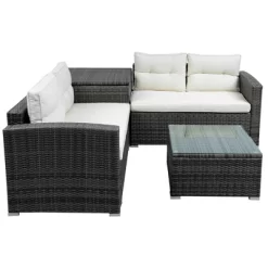 4pc Wicker Patio Set With Large Storage Box & Cushions - Gray/Beige - GODEER 9 4pc Wicker Patio Set With Large Storage Box & Cushions - Gray/Beige - GODEER -Quality Garden Outdoor Store GUEST 8254a76c 6e44 49d8 b7b8 d3dded25e57b