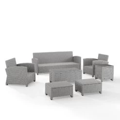 Bradenton 7pc Outdoor Wicker Sofa And Arm Chair Seating Set With Coffee Table, Side Table And 2 Ottomans - Navy/Gray - Crosley 17 Bradenton 7pc Outdoor Wicker Sofa And Arm Chair Seating Set With Coffee Table, Side Table And 2 Ottomans - Navy/Gray - Crosley -Quality Garden Outdoor Store GUEST 82730219 e2ff 4028 b287 3e9d316633e4