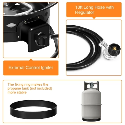 Costway Portable Fire Pit Outdoor 58,000 BTU Propane Patio Lava Rocks Camping Events 4 Costway Portable Fire Pit Outdoor 58,000 BTU Propane Patio Lava Rocks Camping Events - Image 4