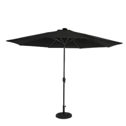 11' X 11' Calypso II Market Patio Umbrella With Solar LED Strip Lights Black - Island Umbrella