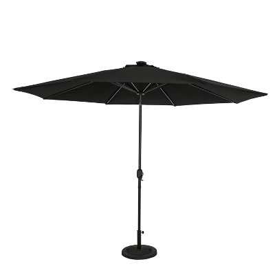 11' X 11' Calypso II Market Patio Umbrella With Solar LED Strip Lights Black - Island Umbrella 1 11' X 11' Calypso II Market Patio Umbrella With Solar LED Strip Lights Black - Island Umbrella
