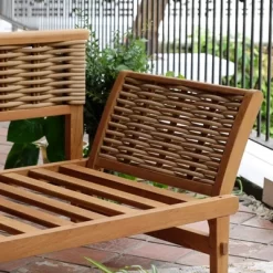 Cambridge Casual Auburn Teak & Wicker Outdoor Patio Daybed With Cushion Brown/Beige -Quality Garden Outdoor Store GUEST 8457e708 2628 493d ba50 0c3f34c3a950