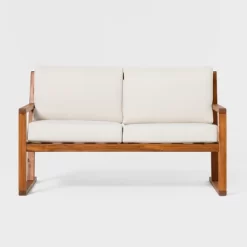 Saracina Home Modern Slat -Back Acacia Outdoor Bench With Cushions -Quality Garden Outdoor Store GUEST 84a85b31 992a 4de9 9918 8604f4075cb4