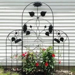 Achla Designs 90" Sunflower Decorative Iron Garden Trellis Black Powder Coat Finish -Quality Garden Outdoor Store GUEST 85cda4de 8893 48fd a96d 5d59e4bfb8ff