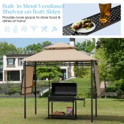 Tangkula 13.5'x 4'Patio BBQ Grill Gazebo Side Awnings Shelves 2-Tier Canopy Outdoor -Quality Garden Outdoor Store GUEST 8808aa23 345c 443b a02b 10266710422a