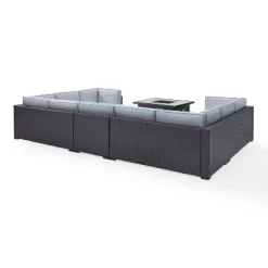 Biscayne 6pc Outdoor Wicker Sectional Set With Fire Table - Mist - Crosley -Quality Garden Outdoor Store GUEST 88d795d4 a4ca 48d9 91f4 228c965f55c2