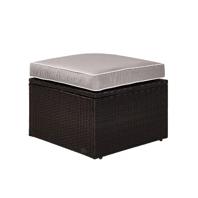 Palm Harbor Outdoor Wicker Ottoman - Gray - Crosley 5 Palm Harbor Outdoor Wicker Ottoman - Gray - Crosley - Image 5