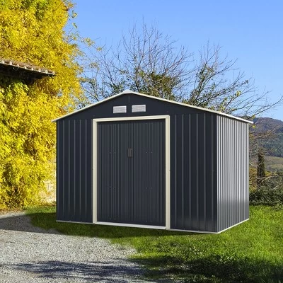 Costway Metal Storage Shed For Garden And Tools W/Sliding Double Lockable Doors 10 Costway Metal Storage Shed For Garden And Tools W/Sliding Double Lockable Doors - Image 10