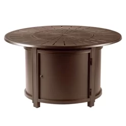 44" Round 55000 BTUs Aluminum Propane Fire Pit Table With Two Covers - Oakland Living