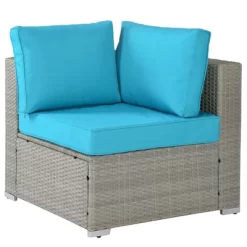 7pc Wicker Patio Conversation Set With Pillows & Cushion - Gray/Blue - GODEER -Quality Garden Outdoor Store GUEST 8b0ae97f c1fb 4c07 9b0f 0fb3f250a7cd