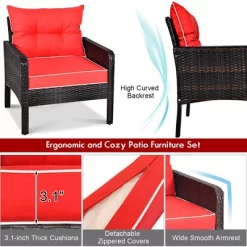 Costway 5 PCS Patio Rattan Furniture Set Sofa Ottoman Table W/Cushion Garden Red -Quality Garden Outdoor Store GUEST 8b1334ec 88cb 469e bd23 1ccc409c52f5