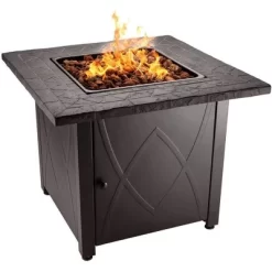 Endless Summer 30 Inch Square 30,000 BTU LP Gas Outdoor Fire Pit Table With Handcrafted Mantel, Fire Rocks, And Protective Cover, Black -Quality Garden Outdoor Store GUEST 8b3288b5 4de4 4ba3 aa4c d8f8bdc623ca
