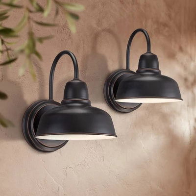 John Timberland Urban Barn Rustic Industrial Farmhouse Outdoor Wall Light Fixtures Set Of 2 Oil Rubbed Bronze Gooseneck Arm 11 1/4" For Post Exterior 1 John Timberland Urban Barn Rustic Industrial Farmhouse Outdoor Wall Light Fixtures Set Of 2 Oil Rubbed Bronze Gooseneck Arm 11 1/4" For Post Exterior