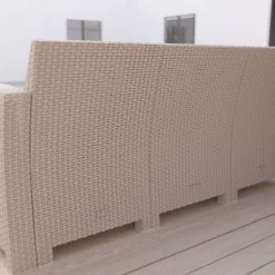 Merrick Lane Outdoor Furniture Resin Sofa Faux Rattan Wicker Pattern Patio 3-Seat Sofa With All-Weather Cushions -Quality Garden Outdoor Store GUEST 8c834faf 3e4e 4700 9ddc 7ac1c8468f61