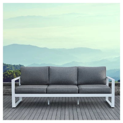 Baltic 1pc Metal Patio Sofa - White - Real Flame 4 Baltic 1pc Metal Patio Sofa - White - Real Flame - Image 4