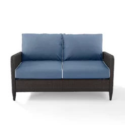 Kiawah Outdoor Wicker Loveseat Blue - Crosley