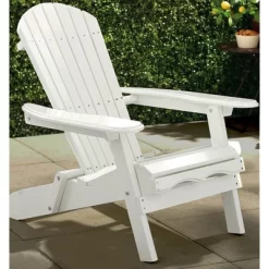 Northbeam Outdoor Portable Foldable Wooden Adirondack Deck Lounge Chair, White, 2 Pack & Merry Products Acacia Hardwood Flat Folding Side Table, White -Quality Garden Outdoor Store GUEST 8dbed79f ff2c 4884 820c 67cf00f581e7