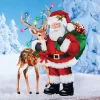 Collections Etc LED Lighted Santa Reindeer Holiday Garden Stake