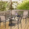 Tangkula 4PCS Outdoor Dining Chairs Stackable Chairs W/Armrests & Breathable Fabric For Balcony Garden & Patio