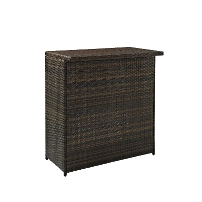 Palm Harbor 3pc Outdoor Wicker Bar Set - Brown - Crosley 8 Palm Harbor 3pc Outdoor Wicker Bar Set - Brown - Crosley - Image 8