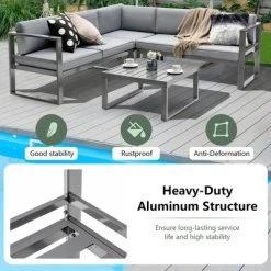 Costway 4PCS Patio Furniture Set Aluminum Frame Loveseat Coffee Table Cushions Deck Grey 13 Costway 4PCS Patio Furniture Set Aluminum Frame Loveseat Coffee Table Cushions Deck Grey -Quality Garden Outdoor Store GUEST 8f2d794f 5cb7 47c7 b592 9016dbd76127