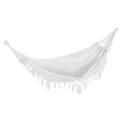 Outsunny Extra Large Boho Hammock With Macrame Tassel Fringe, Includes Carrying Bag, Indoor Outdoor Tree Hammock For Porch, Backyard, Camping, White -Quality Garden Outdoor Store GUEST 8fd80260 34aa 4f03 b506 9c2db9e63942