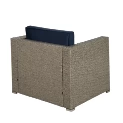 6pc Outdoor Rattan Wicker Set With Sectional, Chairs, Accent Table & Ottoman - Gray/Navy - GODEER -Quality Garden Outdoor Store GUEST 90124ec3 f9c7 4210 acf2 8fa52cc6b316