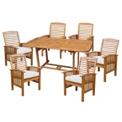 7pc Acacia Wood Patio Dining Set With Cushions - Saracina Home -Quality Garden Outdoor Store GUEST 9072023e f892 4abd acae 5ef356f7347a