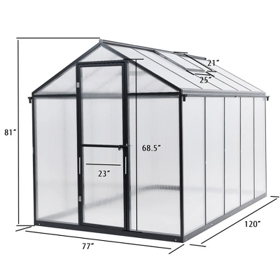 Aoodor Walk-In Greenhouse Polycarbonate Panel Hobby Greenhouses With Aluminum Frame Heavy Duty 4 Aoodor Walk-In Greenhouse Polycarbonate Panel Hobby Greenhouses With Aluminum Frame Heavy Duty - Image 4