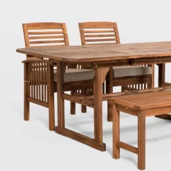 Ravenscroft 4pc Extendable Acacia Wood Outdoor Dining Set - Saracina Home -Quality Garden Outdoor Store GUEST 9093e35d 2049 4ddb a85b 14254399b8d2