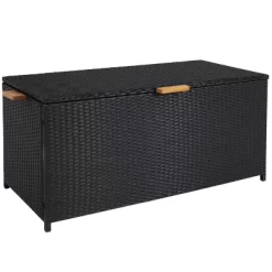Sunnydaze Decor Sunnydaze 75 Gallon Indoor/Outdoor Acacia Wood And Resin Wicker Storage Deck Box With Hinged Lid -Quality Garden Outdoor Store GUEST 909732ba ec85 4a97 80a0 e24710c4ffe2