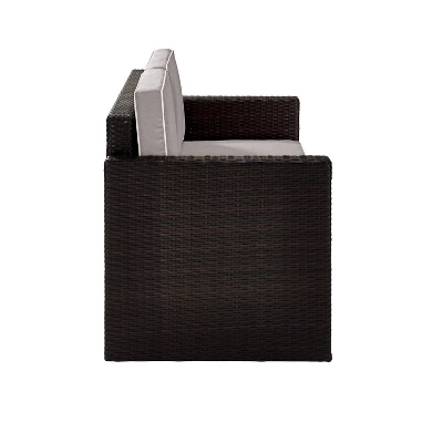 Palm Harbor Outdoor Wicker Loveseat In Brown With Gray Cushions - Crosley 3 Palm Harbor Outdoor Wicker Loveseat In Brown With Gray Cushions - Crosley - Image 3