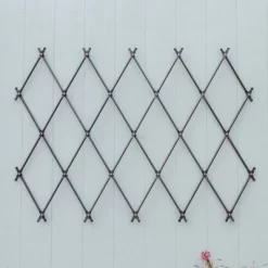 Achla Designs 43" Traditional Wall Mounted Lattice Iron Garden Trellis Graphite Powder Coat Finish