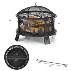 Costway 26" Outdoor Fire Pit Wood Burning Metal Firepit Bowl With Spark Screen Poker 10 Costway 26" Outdoor Fire Pit Wood Burning Metal Firepit Bowl With Spark Screen Poker -Quality Garden Outdoor Store GUEST 91744019 4c7f 4ca4 8b0d 425c042e1c7e