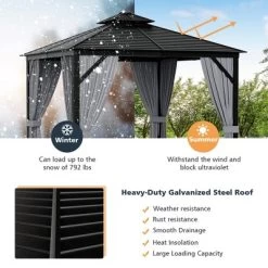 Costway 10' X 10' Patio Double-Top Hardtop Gazebo Galvanized Steel Roof Aluminum Frame 13 Costway 10' X 10' Patio Double-Top Hardtop Gazebo Galvanized Steel Roof Aluminum Frame -Quality Garden Outdoor Store GUEST 91d9adcc a51d 46a0 8c7b 270ba226dec9