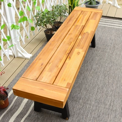 63" Rectangular Acacia Wood Patio Bench - Captiva Designs 6 63" Rectangular Acacia Wood Patio Bench - Captiva Designs - Image 6
