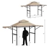 Tangkula 13.5'x 4'Patio BBQ Grill Gazebo Side Awnings Shelves 2-Tier Canopy Outdoor