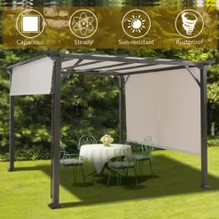 Costway 10' X 10' Pergola Kit Metal Frame Gazebo &Canopy Cover Patio Furniture Shelter -Quality Garden Outdoor Store GUEST 925a7f4e 8c77 4a8f a09a 231ba7d86fb3