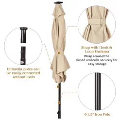 Costway 9' Solar LED Lighted Patio Market Umbrella Tilt Adjustment Crank Lift -Quality Garden Outdoor Store GUEST 9463a4d1 2da5 42f2 bec6 32d84fd0e6f8