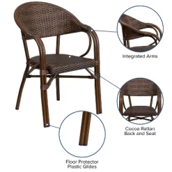 Merrick Lane Wicker Rattan Patio Chair With Curved Back And Aluminum Bamboo Frame -Quality Garden Outdoor Store GUEST 94a49e56 b243 4728 99be d843f608718d
