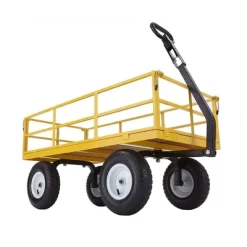 Gorilla Carts 1200lbs. Capacity Industrial Steel Utility Wagon With Removable Sides And 2 In 1 Handle For Towing - Yellow (GOR1201B)