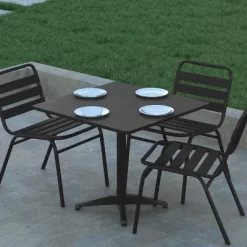 Emma And Oliver 31.5'' Square Aluminum Indoor-Outdoor Table With Base -Quality Garden Outdoor Store GUEST 95f6b77a d44a 4700 a876 8cfe61b6a637