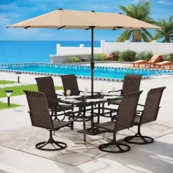 Rattan/Steel 360 Swivel Patio Dining Arm Chairs - Captiva Designs -Quality Garden Outdoor Store GUEST 961676ba c832 4a63 a031 7b7528ec6e76