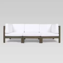 Brava 4pc Acacia Modular Sofa And Table Set - Gray/White - Christopher Knight Home -Quality Garden Outdoor Store GUEST 96bfc790 3a11 4760 bfa1 e8b88db7a36d